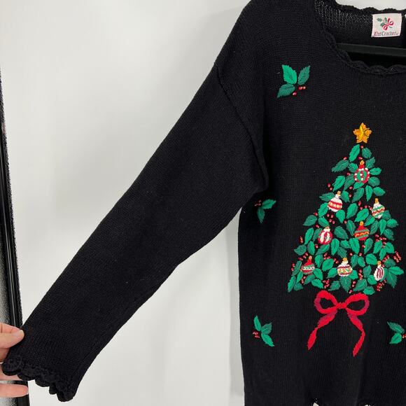 Vintage NutCracker Tunic Sweater Christmas Tree Beaded Embroidery Women's Medium - Picture 7 of 9